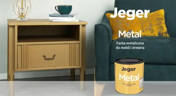 Farba Jeger Metal w odcieniu złoty dąb odmieni Twoje meble. Metaliczna farba do drewna i mebli.