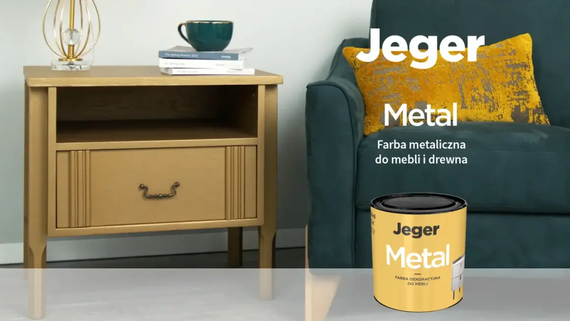 Farba Jeger Metal w odcieniu złoty dąb odmieni Twoje meble. Metaliczna farba do drewna i mebli.