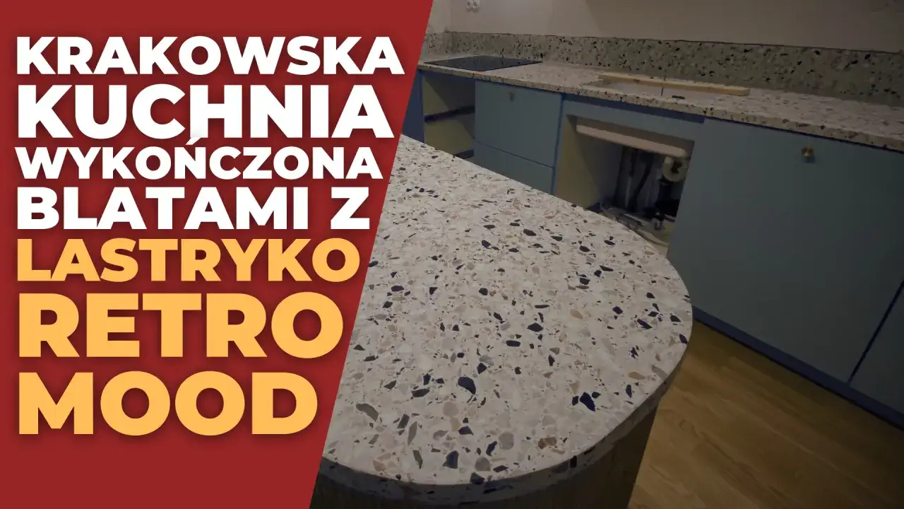 Krakowska kuchnia z blatami z lastryko w stylu retro. Wnętrze z charakterem.