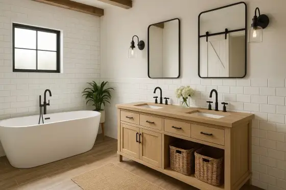 Łazienka w stylu farmhouse: Inspiracje, porady i aranżacje